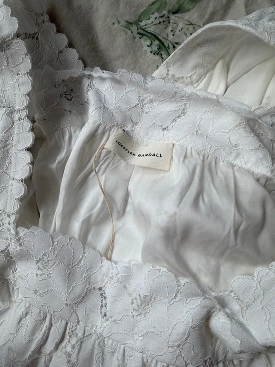 Loeffler Randall White Lace Tiered Midi Top & Skirt set - Both size Small - Picture 6 of 6